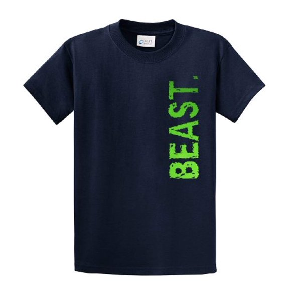 Soccer Beast in Neon Green Athletic Sports Short Sleeve T-shirt-Navy-4Xl