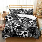 Soccer Bedding Sets,3D Sports Themed Bedding All-Season Quilted Duvet for Children Boy Girl Teen Kids 3Piece 1 Quilt Cover 2 Pillow Sham（No Comforter)