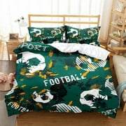 Soccer Bedding Sets,3D Sports Themed Bedding All-Season Quilted Duvet for Children Boy Girl Teen Kids 3Piece 1 Quilt Cover 2 Pillow Sham