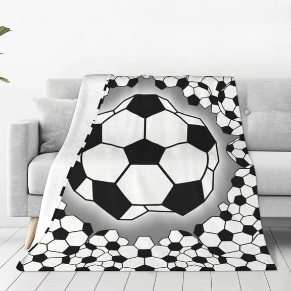 Soccer Blanket, 3D Explosion Multi Football Ball Pattern For Sofa Couch Bed, Soft Flannel Home Office Nap Wrap For Stadium Gameday 50x40