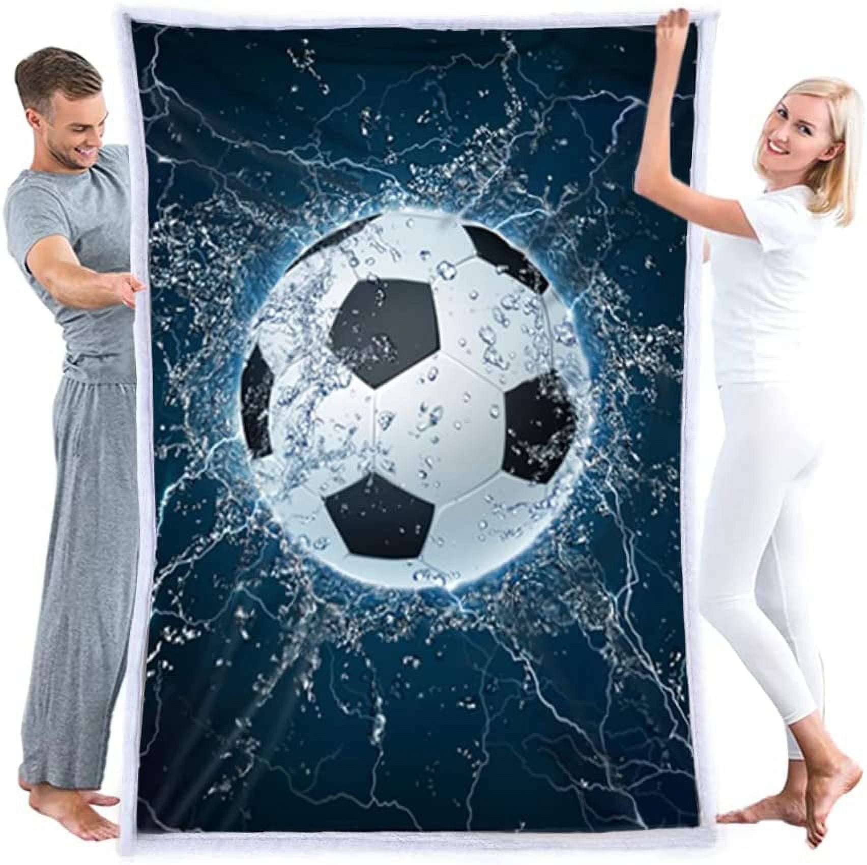 Soccer Blanket 3D Soft Plush Sherpa Throw Blanket Soccer Gifts Adult All Season Couch Bed Sofa Home Decor (Soccer,60"×80")