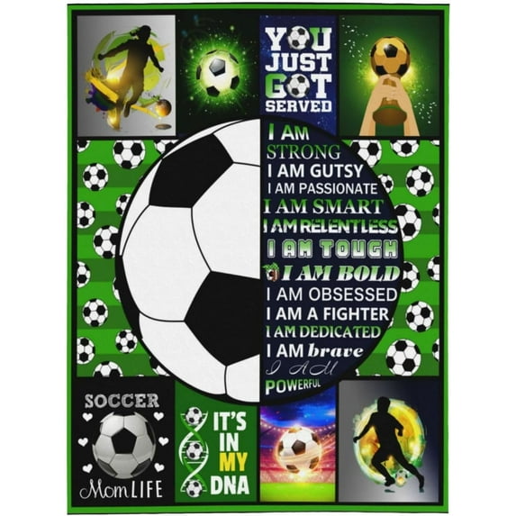 Soccer Blanket, Football boy for Teen boy, Soccer Coach Gifts, Gifts for Soccer Lovers, Football Gifts for Team, Soft Cozy for Couch Throw Blanket 50"x60" Avocado Green Gifts