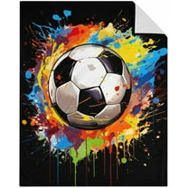 Soccer Blanket Gifts - Soft, Fuzzy & Warm - 50x40 Inches Small Blanket for Crib, Sofa - Black Sports Team Throw Blanket Gifts for Boys, Girls