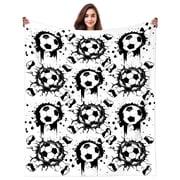 Soccer Blanket for Girls Boys Soccer Ball Blankets Throw Soft Lightweight Flannel Warm Cozy Football Gifts for Girls Boys Women Men Kids Adults Sport Fans Party Decorations Room Decor