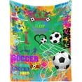 thumbnail image 1 of Soccer Blanket - Soccer Blankets Soccer Gifts for Adult and Kids Plush Soccer Blanket for Couch Bed Sofa Home Decor 40"X50", 1 of 5