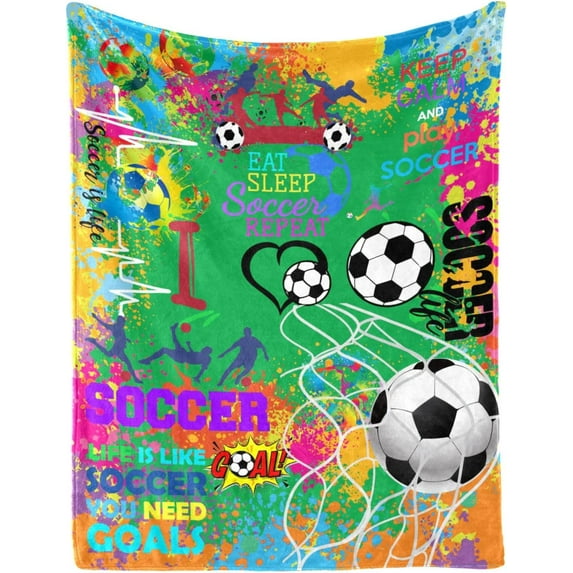 Soccer Blanket - Soccer Blankets Soccer Gifts for Adult and Kids Plush Soccer Blanket for Couch Bed Sofa Home Decor 60"X80"