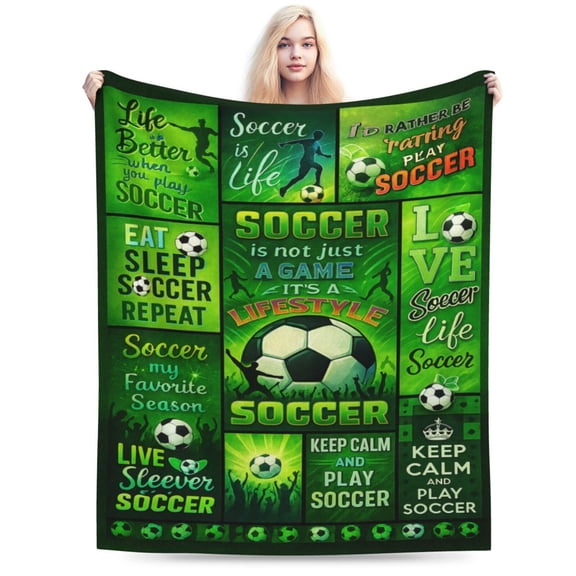 Soccer Blanket, Soccer Gifts Men Boys, Soccer Coach Gifts, Soccer Blanket Boys Girls, Men Women Birthday Christmas Soccer Gifts, Soccer Super Soft Fleece Flannel Throw Blanket 50x40