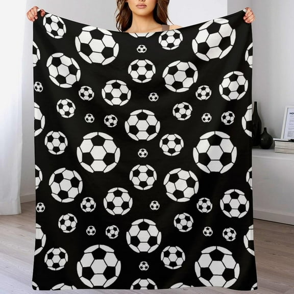 Soccer Blanket Soccer Gifts for Boys Girls Warm Cozy Flannel Soccer Throw Blanket for Kids Adults Soccer Lovers for Couch Bed 60"x50"