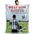 thumbnail image 1 of Soccer Blanket Soccer Gifts for Son Boys Teens Sports Ball Throw Blanket from Mom Dad Best Son in The World Birthday, 1 of 6