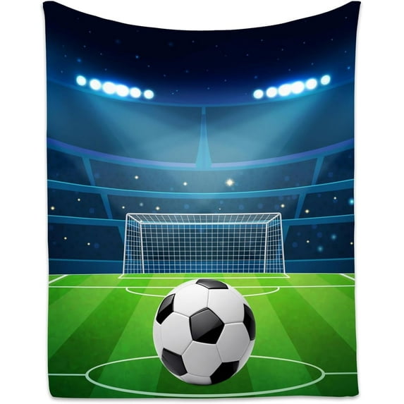 Soccer Blanket - Soft, Fuzzy & Warm - 60x80 Inches Flannel Throw Blankets for Bed, Couch - Colorful Sports Throws Gift for Men, Women