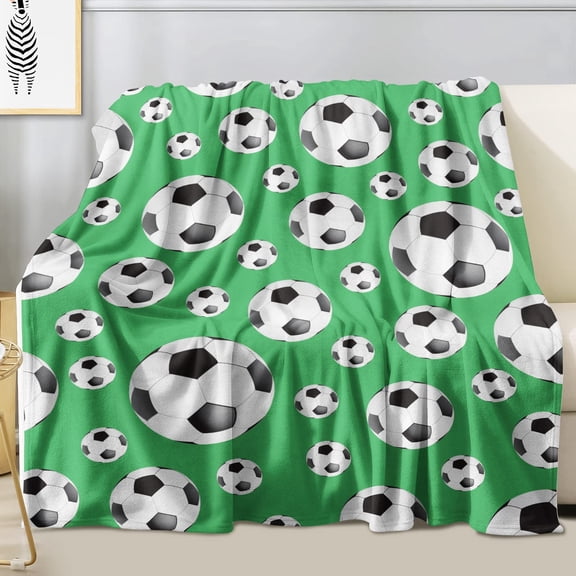 Soccer Blanket Soft Warm Lightweight Flannel Plush Soccer ball Throw Blanket Soccer Gifts for Boys Girls Kids Teen Adults Soccer Lovers All Season Couch Sofa Bed Living Room Home Decor Green(40"x50")