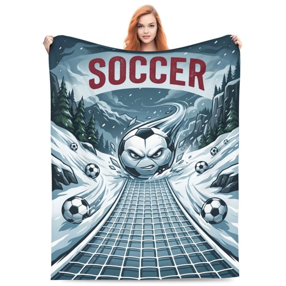 Soccer Blanket, Sport Ball Print Flannel Plush for Couch Bed, Gifts for Soccer Lovers, Soccer Themed Room Cover 50x40