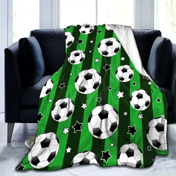 Soccer Blanket Sports Soccer Ball Throw Blanket Ultra Soft Flannel Blanket Gifts for Kids Adults 50"X40"
