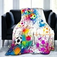 thumbnail image 1 of Soccer Blanket Sports Soccer Ball Throw Blanket Ultra Soft Flannel Blanket Gifts for Kids Adults 50"X40", 1 of 6
