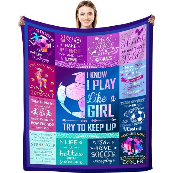 Soccer Blanket Ultra Soft Warm Flannel Throw Blanket Soccer Lovers Soccer Team Blankets Gifts for Girls Adults Kids 60"X50"