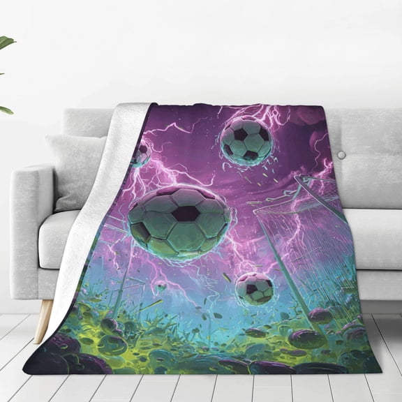 Soccer Blanket, Vibrant Pink Lightning Energy Flannel Fleece Throw For Office AC Room Bedroom 50x40