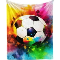 Soccer Blanket for Boys Girls, Colorful Soccer Themed Design Printed Throw Blankets for Kids Lap, Chair, Warm Soft Cozy Blanket, 30"x 40"
