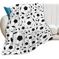thumbnail image 1 of Soccer Blanket for Boys Girls Super Soft Warm Soccer Ball Throw Blankets Black and White Soccer Blanket Soccer Gift for Kids Teens Fans 60"X80", 1 of 6