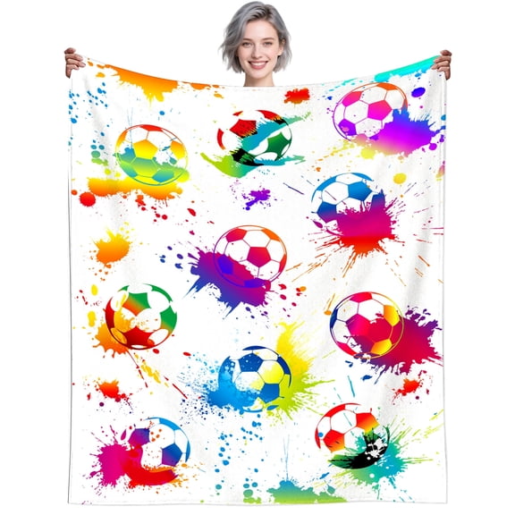 Soccer Gifts Blanket Throw Stuff Accessories Plush Cozy Soft Flannel Bedding Soccer Blankets Gifts for Women Men Adults Men Sofa Couch Bed Room Decor 50"X40"