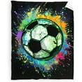 thumbnail image 1 of Soccer Blankets and Throws - 50x40 Inches Sport Throw Blanket for Boys Kids Teens - Black Soccer Gifts for Soccer Lovers, 1 of 6