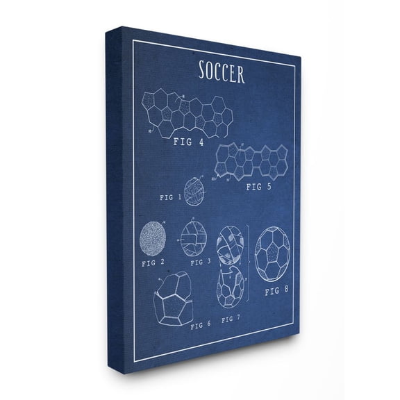 Soccer Blueprint Vintage Sports Design Oversized Stretched Canvas Wall Art by Daphne Polselli