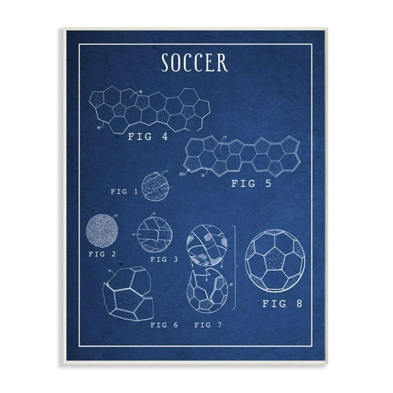 Soccer Blueprint Vintage Sports Design Wall Plaque Art by Daphne Polselli