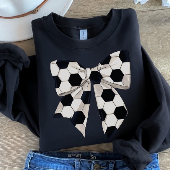 Soccer Bow Shirt, Coquette Soccer Shirt, Cute Soccer Mom Crewneck, Gift For Soccer Lover, Cute Game Day Soccer Pullover, Sports Mom Unisex S-5XL Hot Trending Shirt, Vintage Birthday Gift