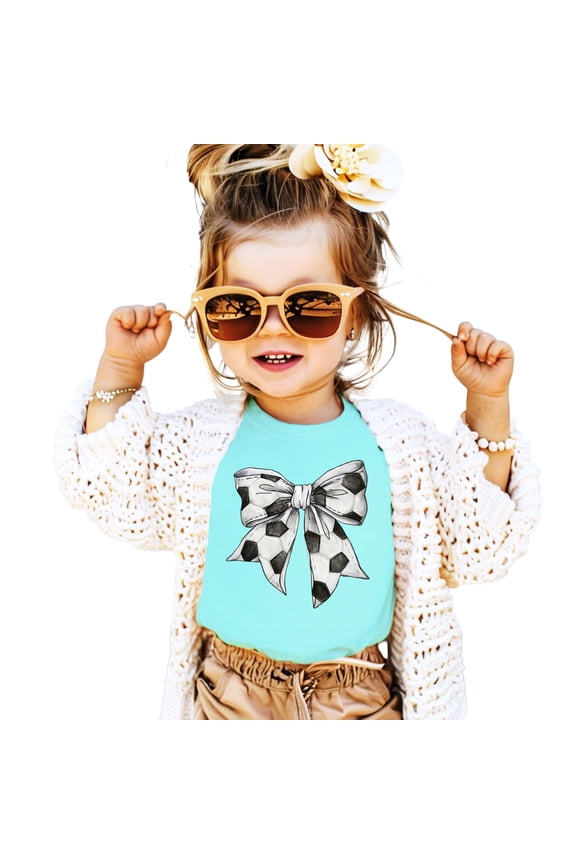 Soccer Bow Shirt for Girls and Toddlers Cute Girly Soccer Tee for Sporty Kids Chill Shirt 18 Months