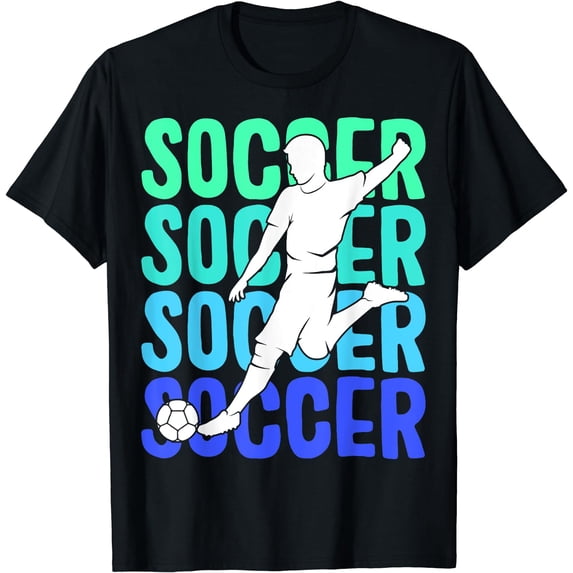 Soccer Boys Men Kids T-Shirt Black 2X-Large
