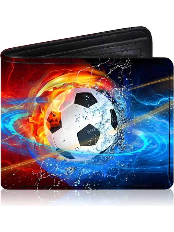 Soccer Boys Wallet - Wallet to boys,Leather Material with Soccer Design, Multiple Card Slots and Pocket