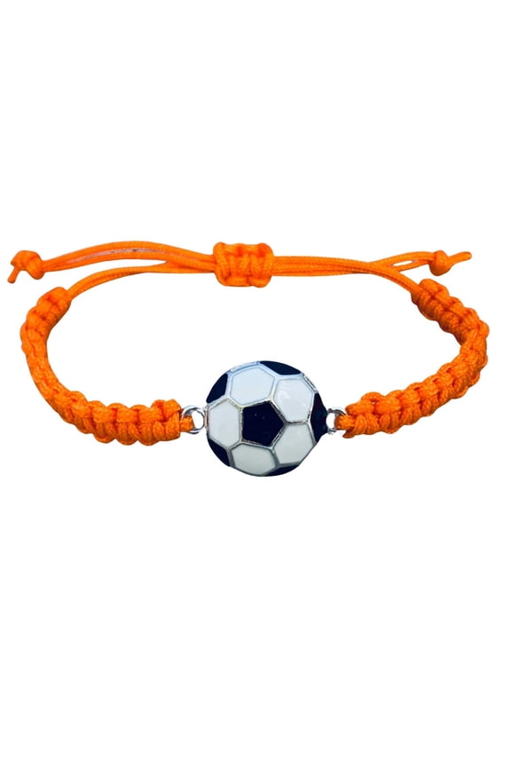 Soccer Bracelet, Soccer Jewelry, Adjustable Unisex Soccer Paracord Bracelets - Soccer Gift (Orange)