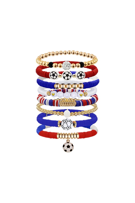 Soccer Bracelets for Women and Men, Stackable Soccer Jewelry for Game Day, Fan Accessories and Gifts for USA Soccer Fans, Team Spirit Bracelet Set, Jewelry