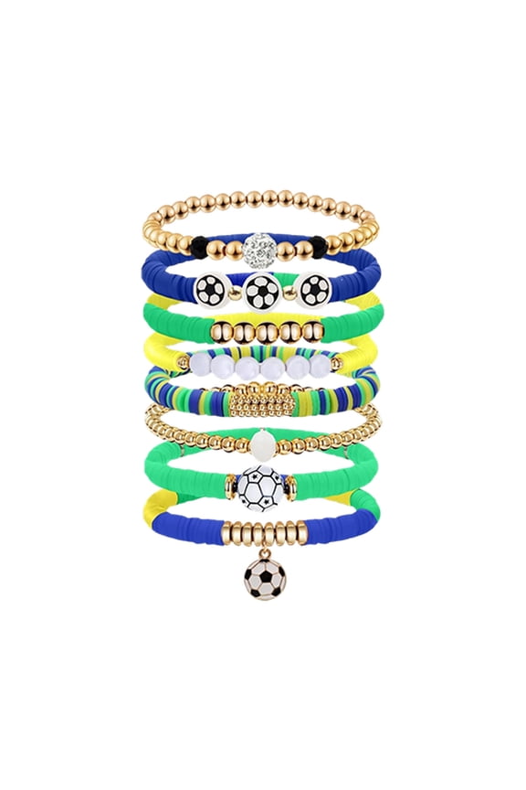 Soccer Bracelets for Women and Men, Stackable Soccer Jewelry for Game Day, Fan Accessories and Gifts for USA Soccer Fans, Team Spirit Bracelet Set, Jewelry