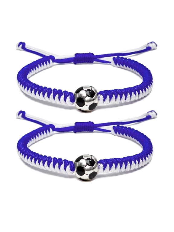 Soccer Bracelets for Men Women and Kids - Stylish Accessories for Soccer Fans Team Spirit Gifts For boys Girls 8-12 and Game Decor… (Blue 2PCS)