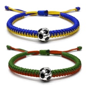 Soccer Bracelets for Men Women and Kids - Stylish Accessories for Soccer Fans Team Spirit Gifts For boys Girls 8-12 and Game Decor  Blue 2PCS