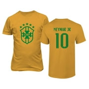Soccer Brazil #10 NEYMAR JR Copa America Unisex T-shirt (Gold, Small)