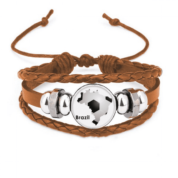 Soccer Brazil Map Shape Brazil Slogan Bracelet Wristband Leather Jewelry Ornament