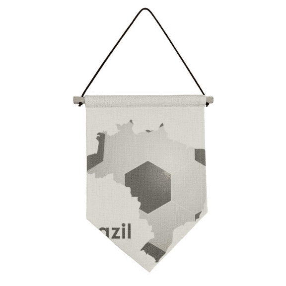 Soccer Brazil Map Shape Brazil Slogan Canvas Flag Hanging Wall Art Decor Banner