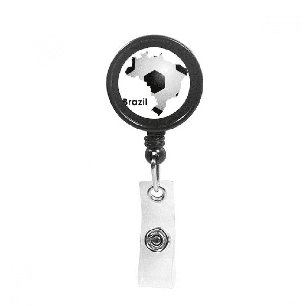 Soccer Brazil Map Shape Brazil Slogan Retractable Keychain Badge Holder ID Badge