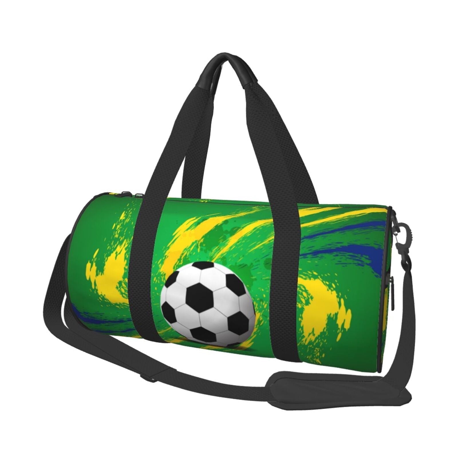 Soccer Brazil Travel Sport Duffle Bag, Canvas Shoulder Tote Gym Bags for Overnight Weekender Dancing Yoga Gymnastics Ballet
