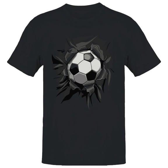 Soccer Breaking Through Art Men's Black T-shirt