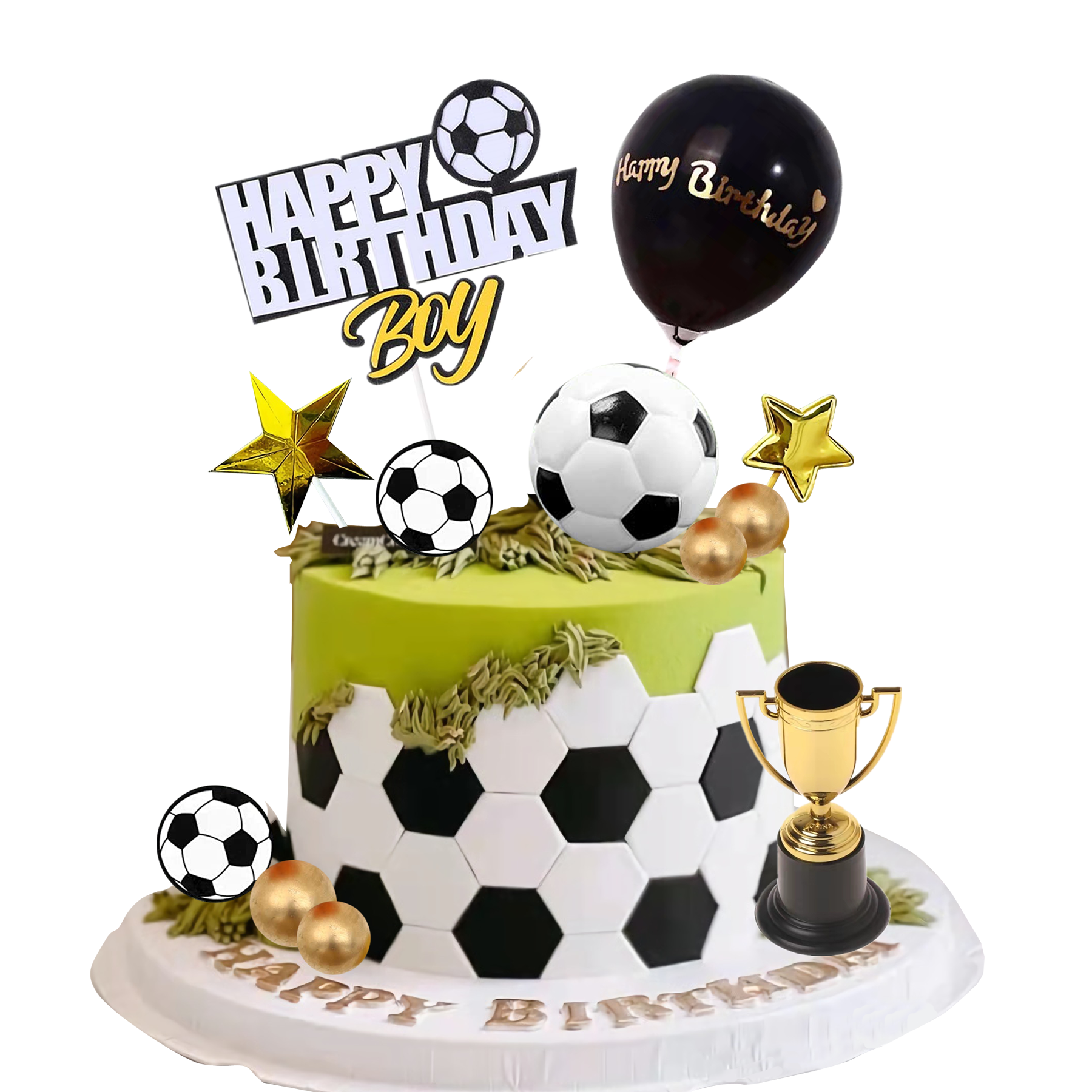 Soccer Ball Cake Topper Kit, Cupcake Picks by A1BakerySupplies for