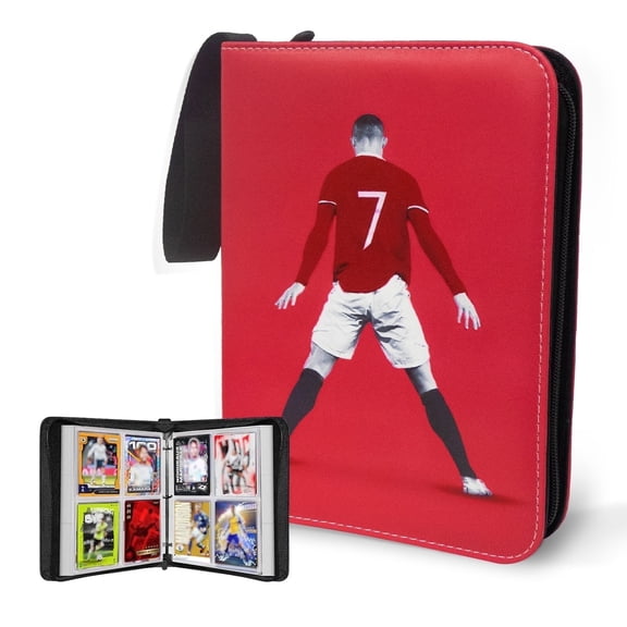 Soccer Card Zipper Binder 400 Pockets,Gifts for Soccer Trading Cards Collectors,Card Storage Bag with Removable Sleeves for Sports Soccer Cards 2024-2025