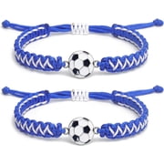 Soccer Charm Bracelet Gift 2PCS for Boys Girls Kids Adults | Stylish Sports Jewelry | Great Birthday or Coach Appreciation Giftblue 2pcs