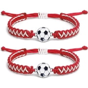 Soccer Charm Bracelet Gift 2PCS for Boys Girls Kids Adults | Stylish Sports Jewelry | Great Birthday or Coach Appreciation Giftred 2pcs