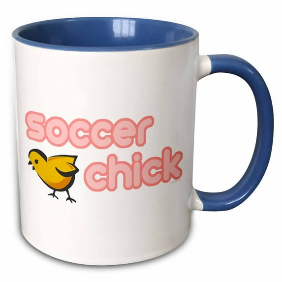 3drose, Soccer Chick, 15oz Two-tone Blue Mug