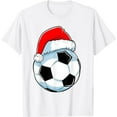 thumbnail image 1 of Soccer Christmas Funny Santa Hat Ball Sports Men Kids Boys white T-Shirt, 1 of 3