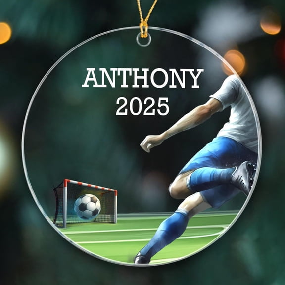 Soccer Christmas Ornaments 2025, Personalized Soccer Sports Xmas Ornament Gift for Soccer Lover Fans Team, Custom Year & Name Soccer Player Xmas Keepsake Ornament, Soccer Sport Decor Ornaments Gifts