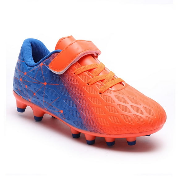 Soccer Cleats for Kids Lightweight Boys Girls Athletic Outdoor Firm Ground Football Shoes with Hook and Loop Closure