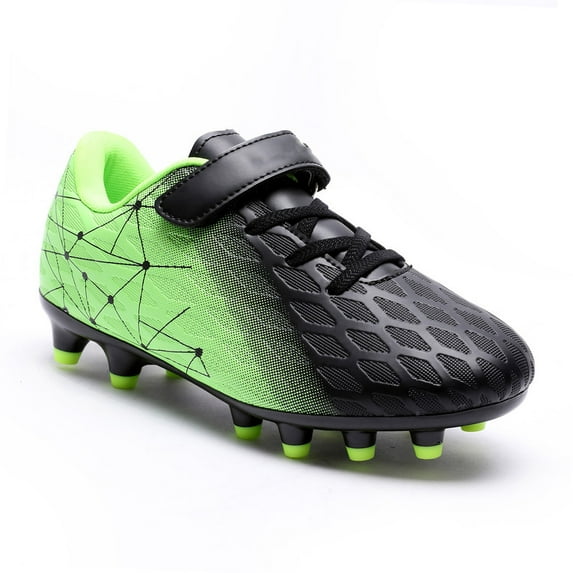 Soccer Cleats for Kids Lightweight Boys Girls Athletic Outdoor Firm Ground Football Shoes with Hook and Loop Closure